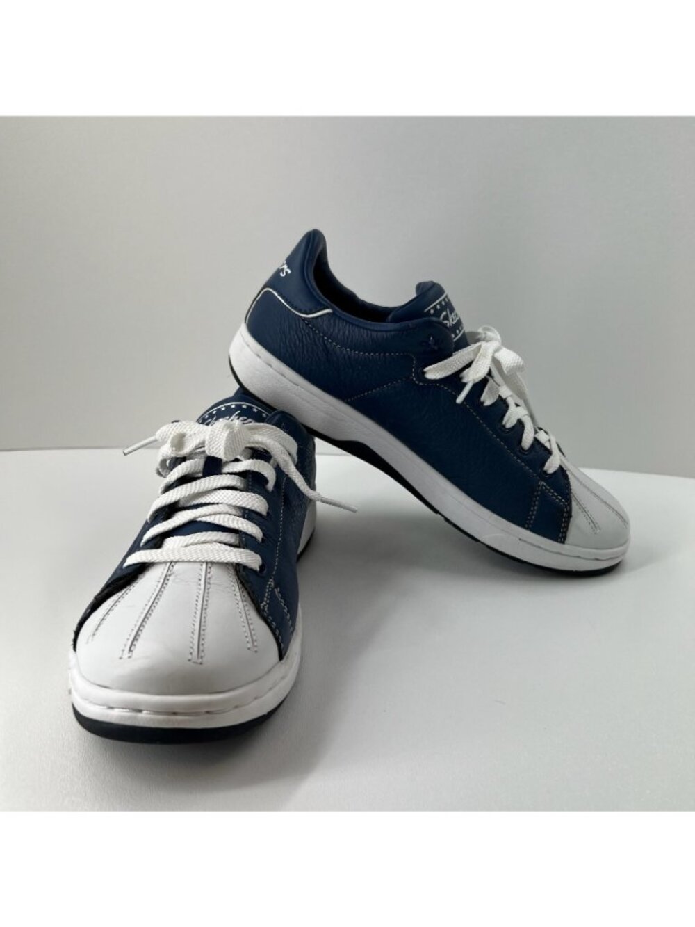Skechers Alpha Lite Fair Share Retro Sneakers Womens 9.5 Shell Toe Leather Navy - Picture 5 of 11